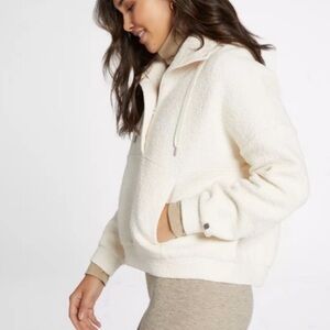 CALIA Ivory Textured Half-Zip Pullover